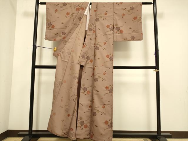 平和屋着物▽小紋　単衣　吹き寄せ舞桜文　洗える着物　DABE9850du