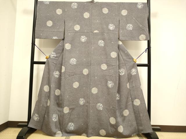 平和屋着物▽小紋　単衣　雪輪　紅葉に鹿　洗える着物　DABE9851du