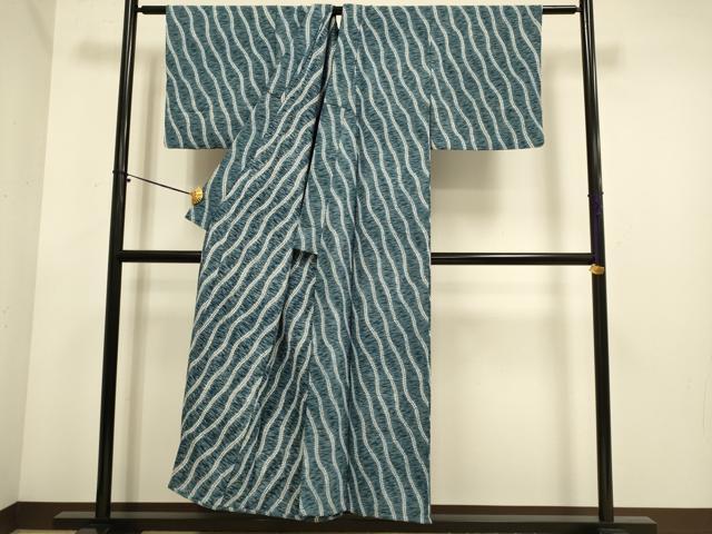 平和屋着物▽小紋　単衣　流線文　洗える着物　DABE9852du
