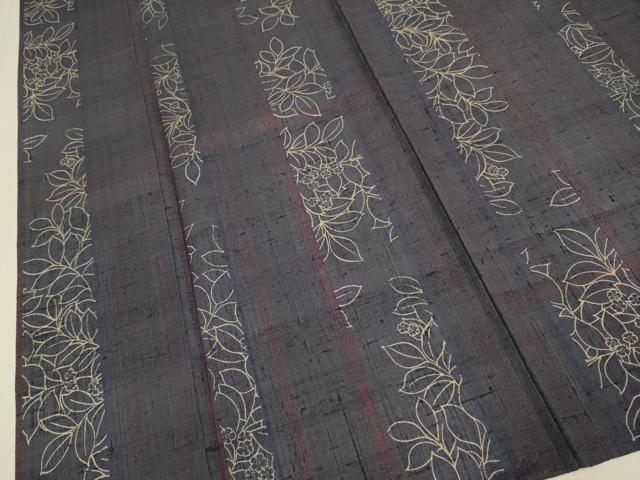 平和屋着物▽上質な小紋　単衣　紬地　花間道　正絹　逸品　DABE9853du