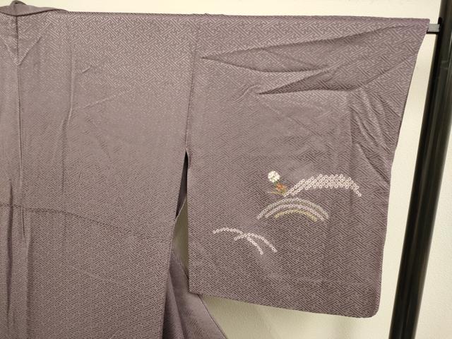 平和屋着物▽訪問着　単衣　刺繍　絞り　流水花文　金彩　正絹　逸品　DABE9854du