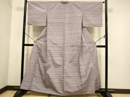 平和屋着物▽上質な紬　単衣　めがね織　正絹　逸品　DABE9855du