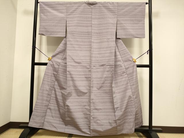平和屋着物▽上質な紬　単衣　めがね織　正絹　逸品　DABE9855du