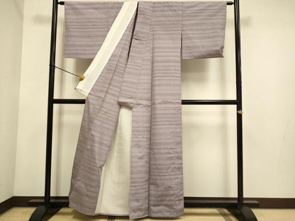 平和屋着物▽上質な紬　単衣　めがね織　正絹　逸品　DABE9855du