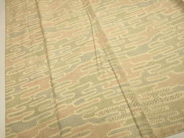 平和屋着物▽上質な紬　単衣　エ霞文　正絹　逸品　DABE9857du