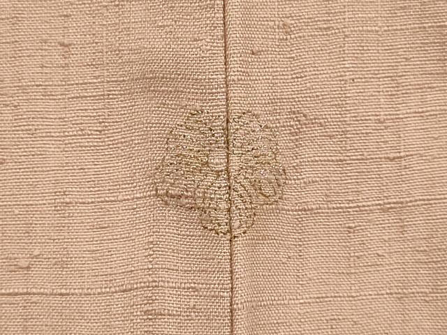 平和屋着物▽結城紬　単衣　色無地　赤香色　正絹　逸品　DABE9859du