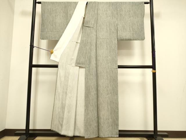 平和屋着物▽上質な小紋　単衣　縞　正絹　逸品　DABE9863du