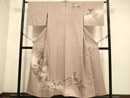 平和屋着物▽訪問着　単衣　扇花松文　暈し染め　正絹　逸品　DABE9866du
