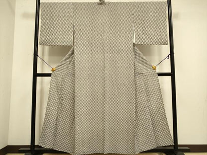 平和屋着物▽上質な小紋　単衣　幾何学文様　正絹　逸品　DABE9867du