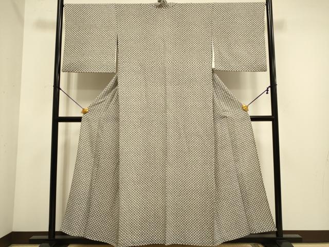 平和屋着物▽上質な小紋　単衣　幾何学文様　正絹　逸品　DABE9867du