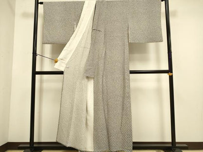平和屋着物▽上質な小紋　単衣　幾何学文様　正絹　逸品　DABE9867du