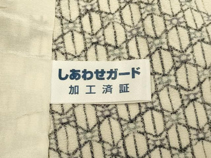 平和屋着物▽上質な小紋　単衣　幾何学文様　正絹　逸品　DABE9867du