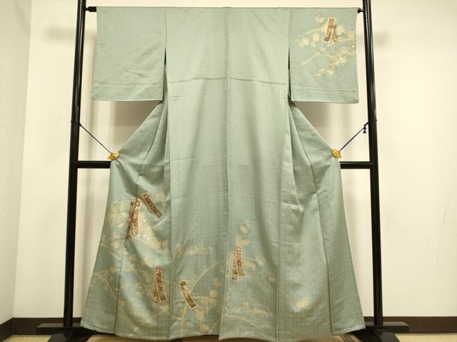 平和屋着物▽訪問着　単衣　短冊花文　金彩　正絹　逸品　DABE9868du