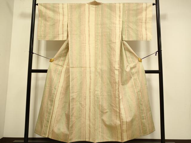 平和屋着物▽上質な紬　単衣　間道　正絹　逸品　DABE9869du