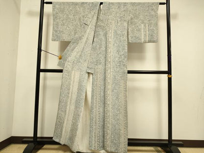 平和屋着物▽訪問着　単衣　更紗花間道　鬼しぼ縮緬　正絹　逸品　DABE9870du