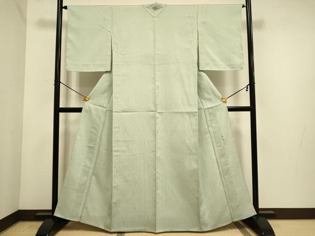 平和屋着物▽上質な色無地　単衣　結幡　青白橡色　正絹　逸品　未使用　DABE9872du