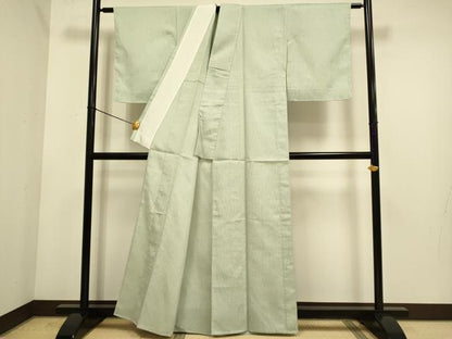 平和屋着物▽上質な色無地　単衣　結幡　青白橡色　正絹　逸品　未使用　DABE9872du