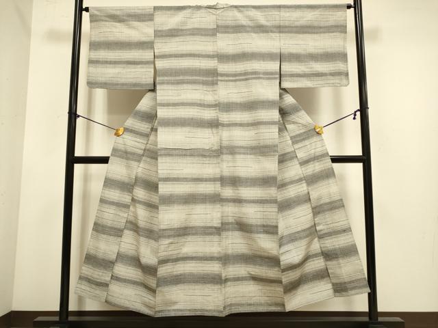 平和屋着物▽上質な紬　単衣　めがね織　正絹　逸品　DABE9879du