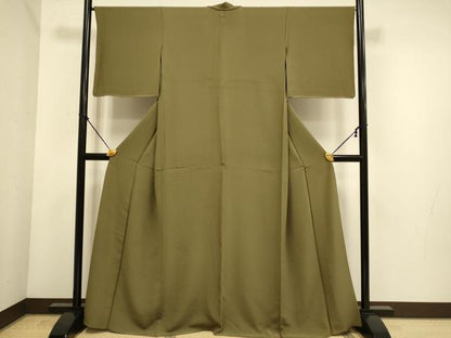 平和屋着物▽上質な色無地　単衣　路考茶色　正絹　逸品　DABE9884du