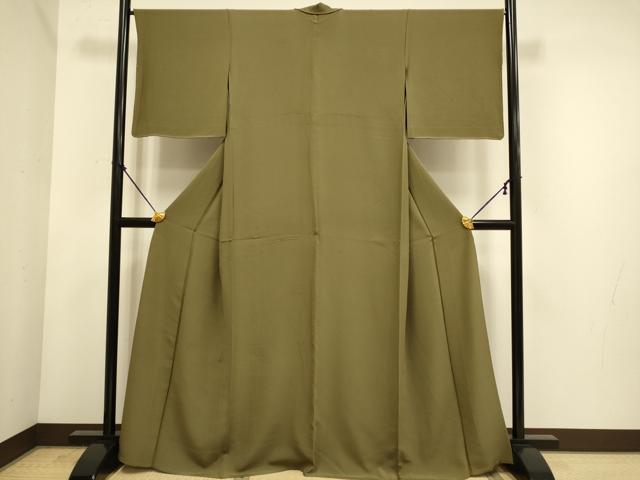 平和屋着物▽上質な色無地　単衣　路考茶色　正絹　逸品　DABE9884du