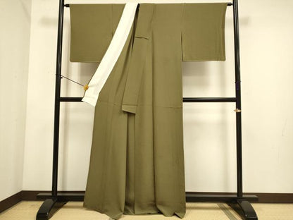 平和屋着物▽上質な色無地　単衣　路考茶色　正絹　逸品　DABE9884du