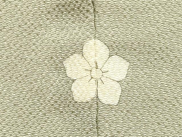 平和屋着物▽上質な色無地　単衣　灰汁色　鬼しぼ縮緬　正絹　逸品　DABE9887du