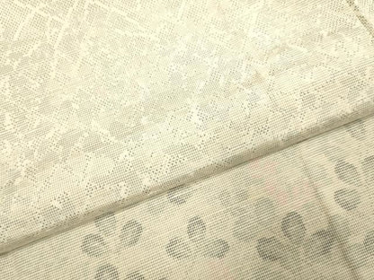 平和屋着物▽訪問着　単衣　紬地　草葉文　正絹　逸品　DABE9891du