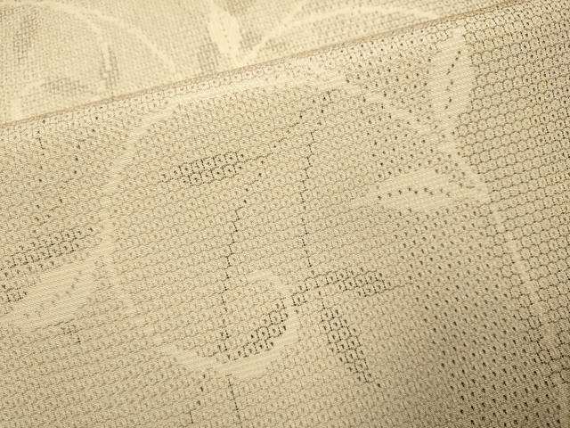 平和屋着物▽本塩沢　単衣　110亀甲　草葉間道　正絹　逸品　DABE9892du