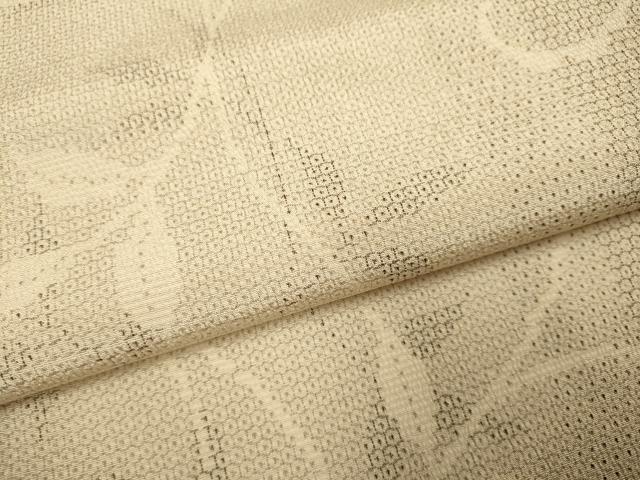平和屋着物▽本塩沢　単衣　110亀甲　草葉間道　正絹　逸品　DABE9892du