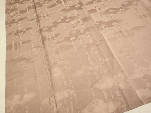 平和屋着物▽上質な色無地　単衣　雲取桐地紋　濃い水柿色　京都きもの友禅扱い　正絹　逸品　DABE9898du