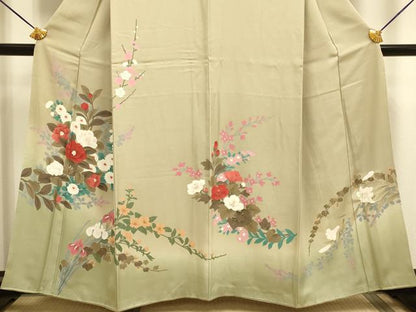 平和屋着物▼訪問着　草花文　暈し染め　金彩　正絹　逸品　DABE9910du