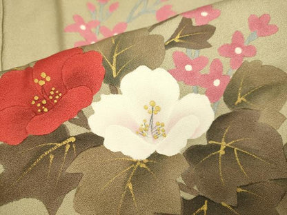 平和屋着物▼訪問着　草花文　暈し染め　金彩　正絹　逸品　DABE9910du