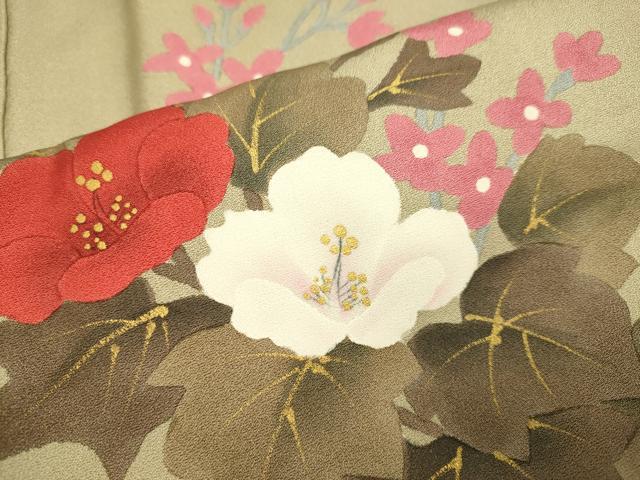平和屋着物▼訪問着　草花文　暈し染め　金彩　正絹　逸品　DABE9910du