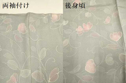 平和屋着物▼上質な小紋　手描き　草花文　正絹　逸品　DABE9911du