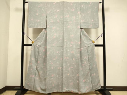 平和屋着物▼上質な小紋　手描き　草花文　正絹　逸品　DABE9911du
