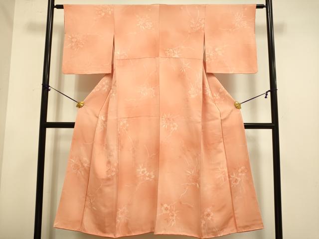 平和屋着物▼上質な小紋 枝花文 暈し染め 地紋起こし 正絹 逸品 DABE9931du