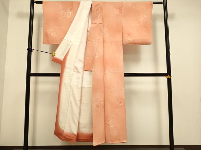 平和屋着物▼上質な小紋 枝花文 暈し染め 地紋起こし 正絹 逸品 DABE9931du