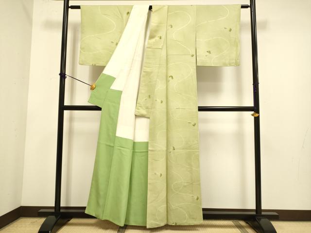 平和屋着物▼上質な小紋 紐文 暈し染め 地紋起こし 正絹 逸品 DABE9933du