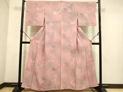 平和屋着物▼上質な小紋 扇面花文 暈し染め 地紋起こし 正絹 逸品 DABE9939du
