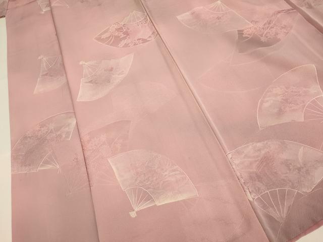 平和屋着物▼上質な小紋 扇面花文 暈し染め 地紋起こし 正絹 逸品 DABE9939du