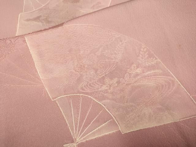 平和屋着物▼上質な小紋 扇面花文 暈し染め 地紋起こし 正絹 逸品 DABE9939du