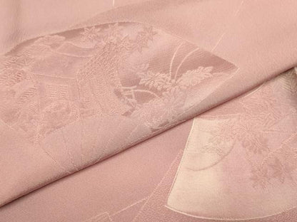 平和屋着物▼上質な小紋 扇面花文 暈し染め 地紋起こし 正絹 逸品 DABE9939du