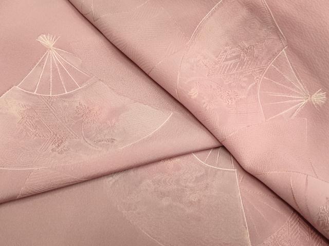 平和屋着物▼上質な小紋 扇面花文 暈し染め 地紋起こし 正絹 逸品 DABE9939du