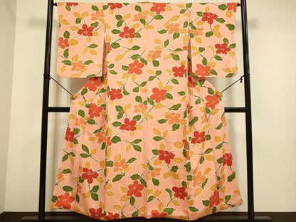 平和屋着物▼上質な小紋 枝花文 地紋起こし 正絹 逸品 DABE9941du