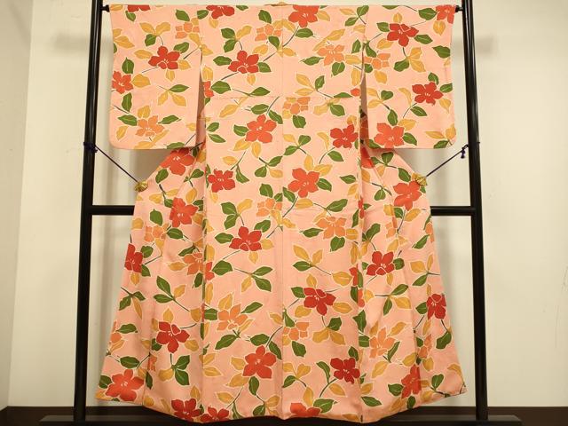 平和屋着物▼上質な小紋 枝花文 地紋起こし 正絹 逸品 DABE9941du