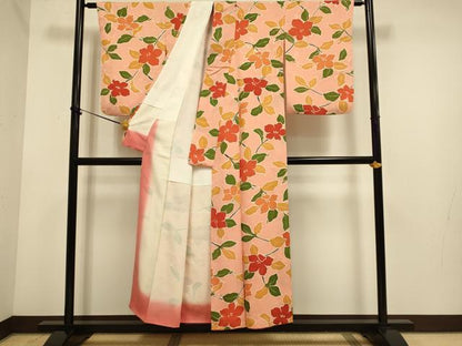 平和屋着物▼上質な小紋 枝花文 地紋起こし 正絹 逸品 DABE9941du