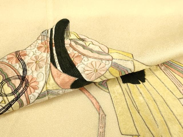 平和屋着物▼豪華色留袖 総刺繍 女人文 金銀糸 正絹 逸品 DABE9945du
