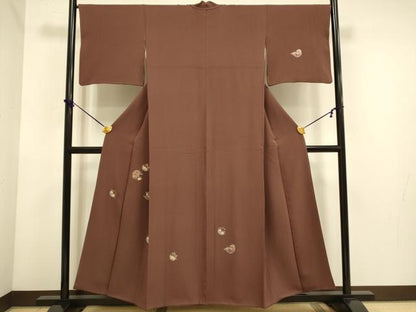 平和屋着物▼訪問着 総刺繍 雪輪花文 金糸 正絹 逸品 DABE9947du