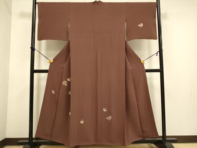 平和屋着物▼訪問着 総刺繍 雪輪花文 金糸 正絹 逸品 DABE9947du