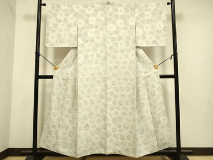 平和屋着物▼上質な小紋 花尽くし 地紋起こし 正絹 逸品 DABE9948du